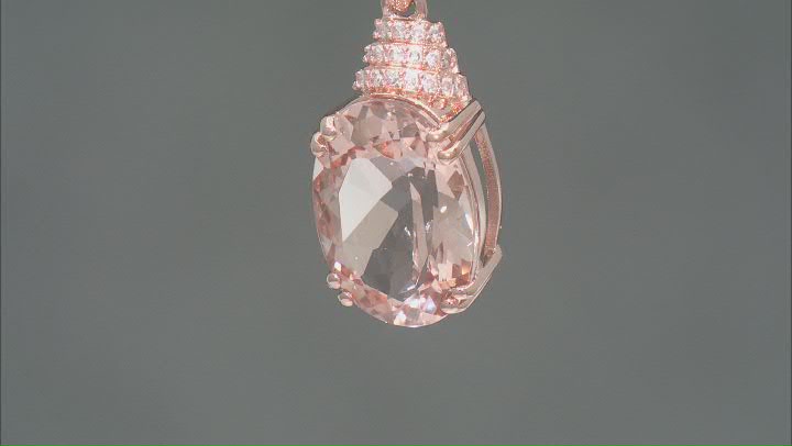 Peach Morganite With White Diamond 10k Rose Gold Pendant With Chain 5.08ctw Video Thumbnail