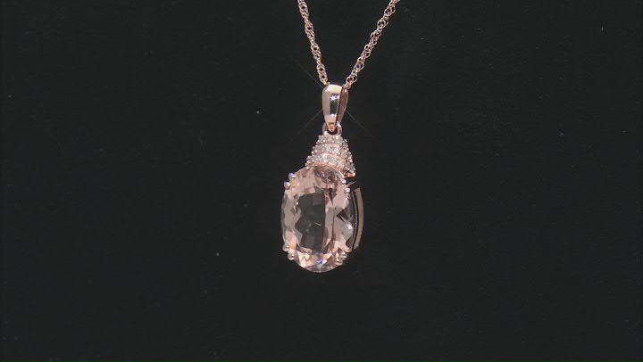 Peach Morganite With White Diamond 10k Rose Gold Pendant With Chain 5.08ctw Video Thumbnail