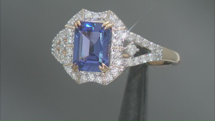 Blue Tanzanite With White Diamond 14k Yellow Gold Ring 2.15ctw Video Thumbnail