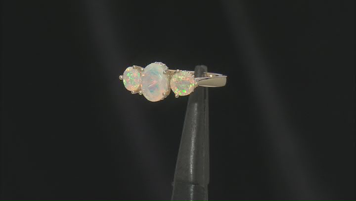 Ethiopian Opal With White Diamond 10k Yellow Gold Ring 1.21ctw Video Thumbnail