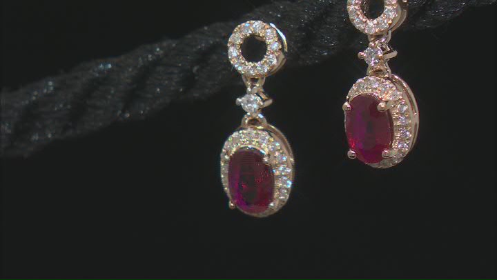 Ruby With White Diamond 14k Yellow Gold Earrings 0.99ctw Video Thumbnail