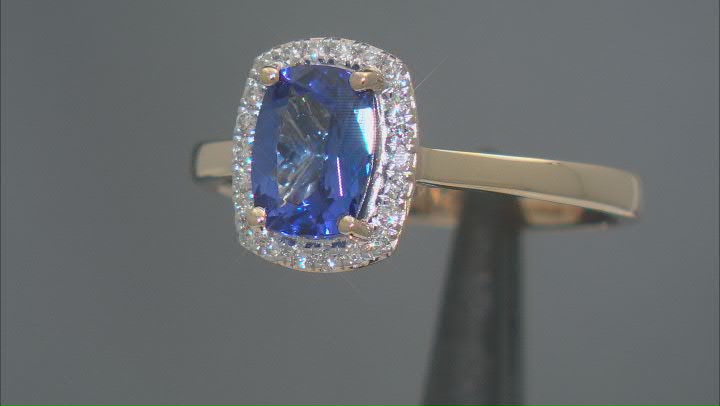 Blue Tanzanite With White Diamond 18k Yellow Gold Ring 1.88ctw Video Thumbnail