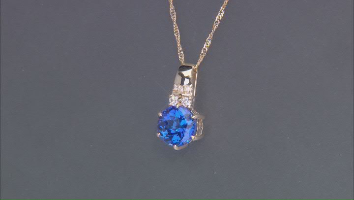 Tanzanite With White Diamond 14k Yellow Gold Pendant With Chain 2.00ctw Video Thumbnail