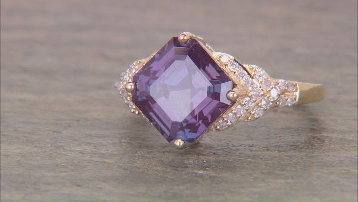 Blue Lab Created Alexandrite With White Diamond 14k Yellow Gold Ring 4.75ctw Video Thumbnail