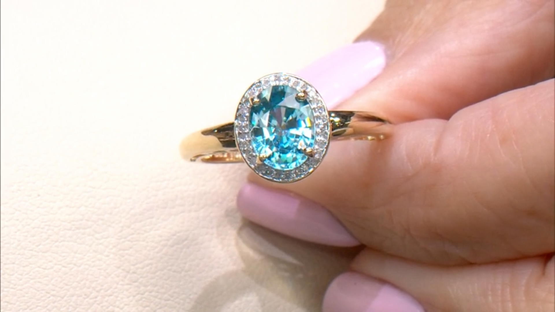 Blue Zircon With White Diamond 10k Yellow Gold Ring 2.69ctw Video Thumbnail