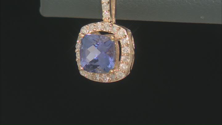 Blue Tanzanite With White Diamond 10k Yellow Gold Earrings 1.14ctw Video Thumbnail