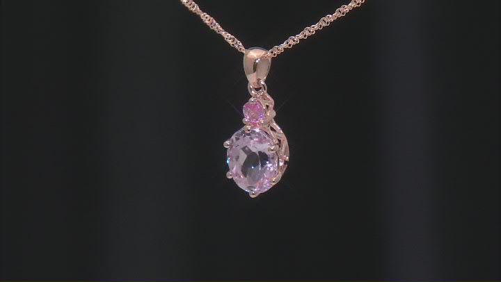 Pink Kunzite 10k Rose Gold Pendant With Chain 2.36ctw Video Thumbnail