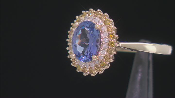 Tanzanite With Yellow Diamond And White Diamond 10k Yellow Gold Ring 1.43ctw Video Thumbnail