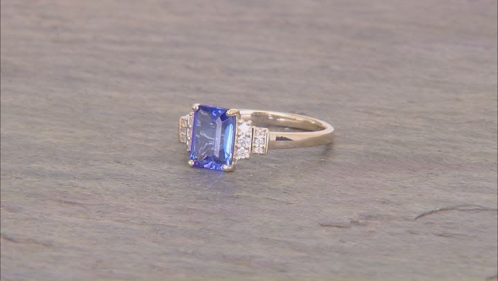 Blue Tanzanite With White Diamond 10k Yellow Gold Ring 1.69ctw Video Thumbnail