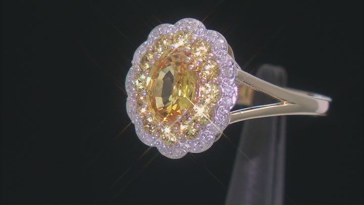 Yellow Sapphire With White Diamond 14k Yellow Gold Ring 1.42ctw Video Thumbnail