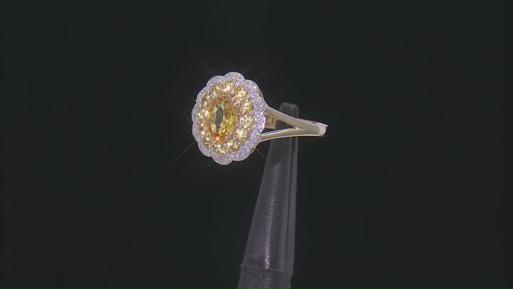 Yellow Sapphire With White Diamond 14k Yellow Gold Ring 1.42ctw Video Thumbnail