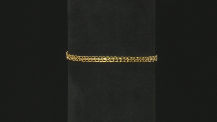 10k Yellow Gold Hollow Bismark Bracelet 7.5 inch 3mm Video Thumbnail