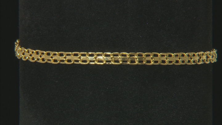 10k Yellow Gold Hollow Bismark Bracelet 7.5 inch 3mm Video Thumbnail
