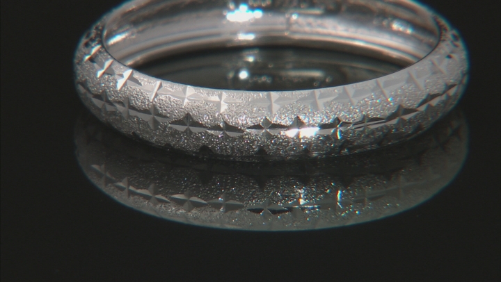Rhodium Over 10k White Gold Diamond Cut Band Ring Video Thumbnail