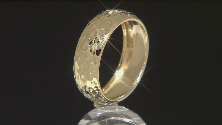 10k Yellow Gold Diamond-Cut Band Ring Video Thumbnail