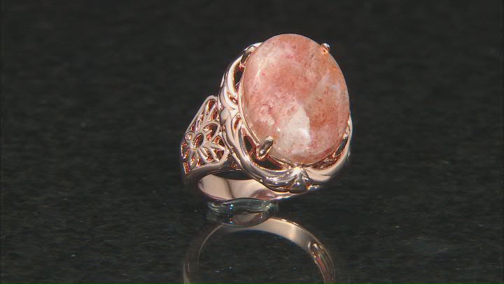 Red Sunstone Solitaire Copper Ring Video Thumbnail