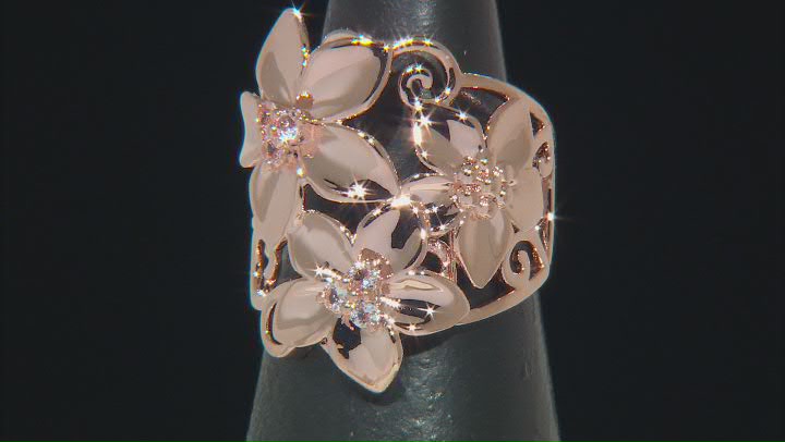 White Topaz Copper Flower Ring 0.20ctw Video Thumbnail