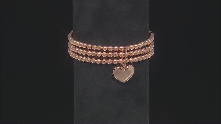 Copper Beaded Heart Charm Stretch Bracelet Video Thumbnail