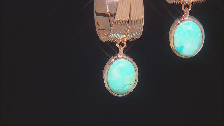 Turquoise Copper Dangle Hoop Earrings Video Thumbnail