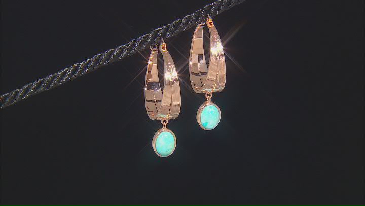 Turquoise Copper Dangle Hoop Earrings Video Thumbnail