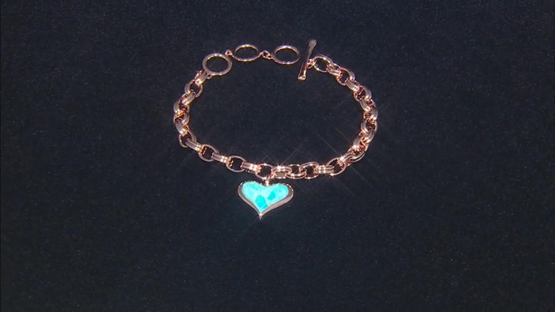 Heart Shape Turquoise Copper Link Bracelet Video Thumbnail