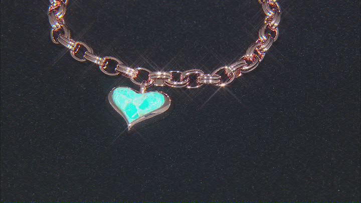 Heart Shape Turquoise Copper Link Bracelet Video Thumbnail