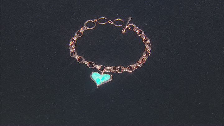 Heart Shape Turquoise Copper Link Bracelet Video Thumbnail