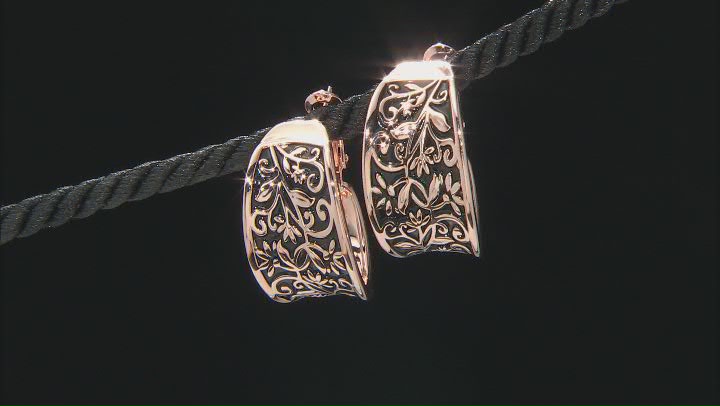 Copper Floral Design With Black Enamel Earrings Video Thumbnail