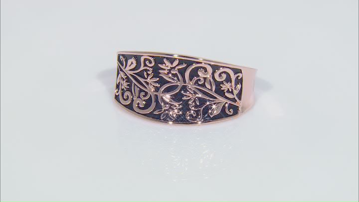 Copper Floral Design W/ Black Enamel Cuff Bracelet Video Thumbnail
