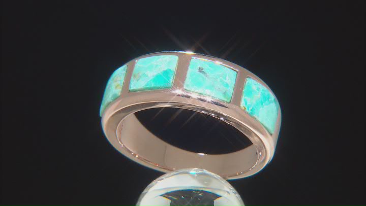 Square Turquoise Inlay Copper Band Ring Video Thumbnail