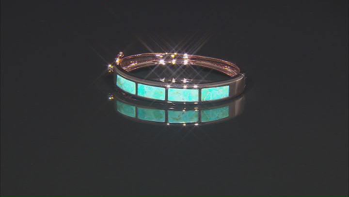 Rectangle Turquoise Inlay Copper Cuff Bracelet Video Thumbnail