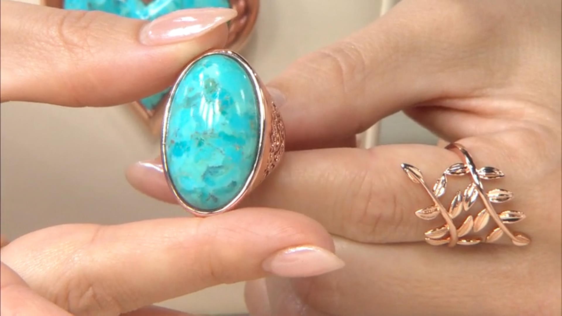 Oval Blue Turquoise Copper Ring Video Thumbnail