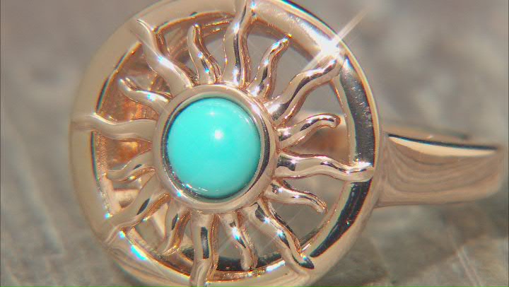 5mm Round Sleeping Beauty Turquoise Sun Design Copper Ring Video Thumbnail