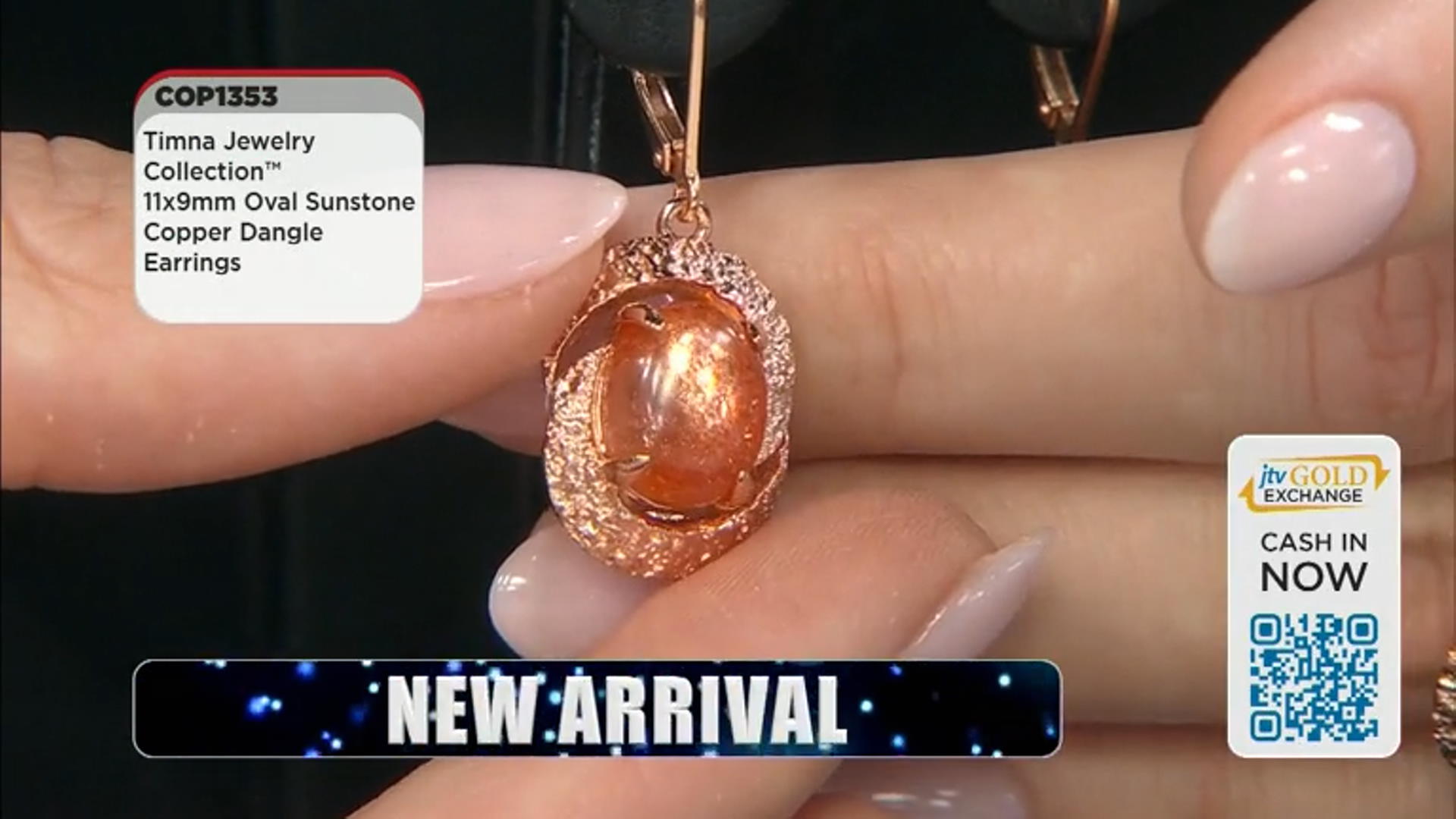 11x9mm Oval Sunstone Copper Dangle Earrings Video Thumbnail