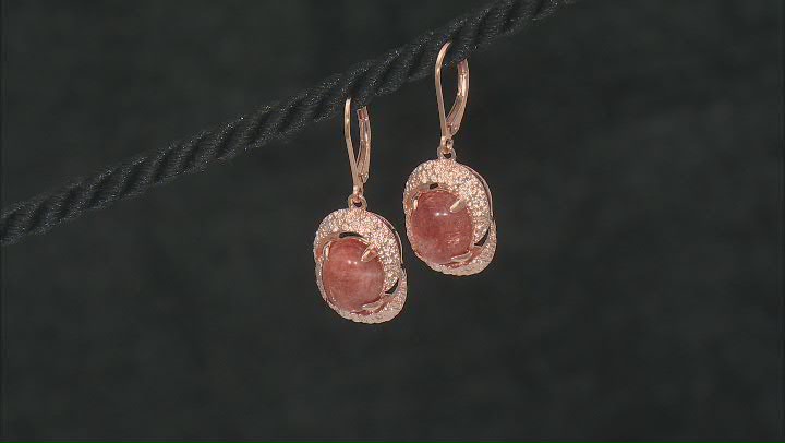11x9mm Oval Sunstone Copper Dangle Earrings Video Thumbnail