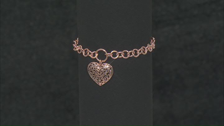 Heart Charm Copper Toggle Bracelet Video Thumbnail