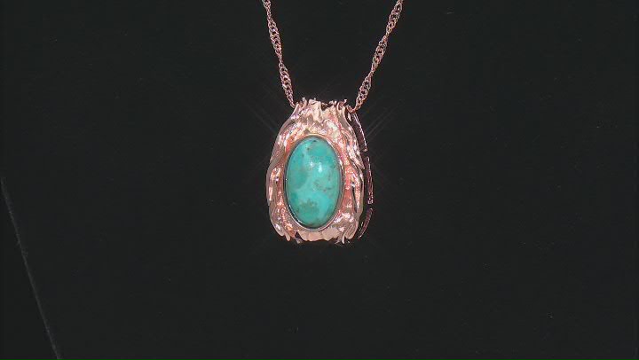 Blue Turquoise Hammered Copper Pendant with Chain Video Thumbnail