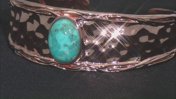 Blue Turquoise Hammered Copper Cuff Bracelet Video Thumbnail