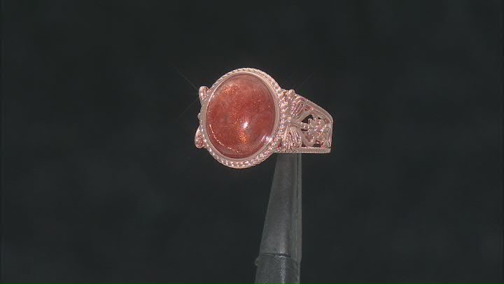 14x12mm Oval Sunstone Dragonfly Copper Ring Video Thumbnail