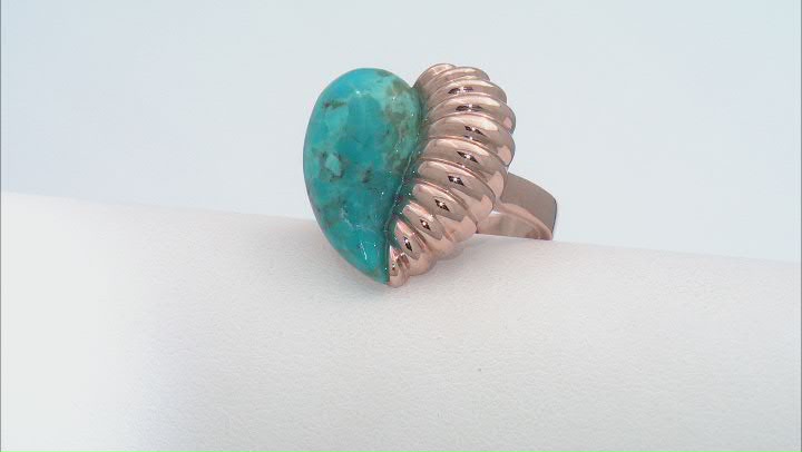 20x11mm Turquoise Copper Heart Ring Video Thumbnail