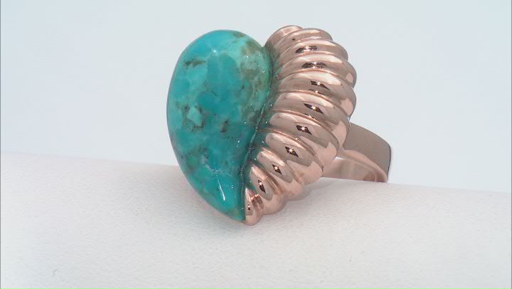 20x11mm Turquoise Copper Heart Ring Video Thumbnail