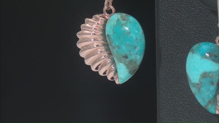 Blue Turquoise Copper Heart Earrings 18x11mm Video Thumbnail