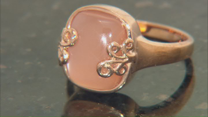 12x10mm Peach Moonstone Copper Ring Video Thumbnail