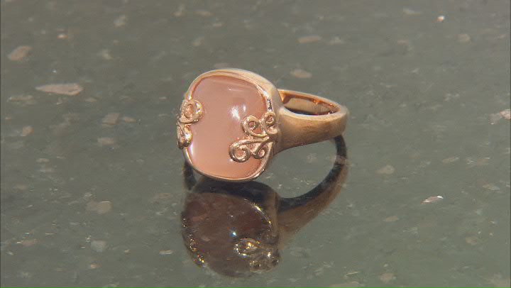 12x10mm Peach Moonstone Copper Ring Video Thumbnail