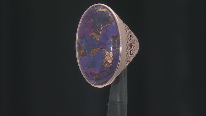 30x18mm Oval Purple Composite Turquoise Copper Ring Video Thumbnail