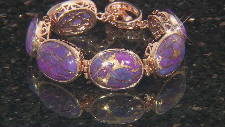 20x14mm Purple Turquoise Copper Bracelet Video Thumbnail