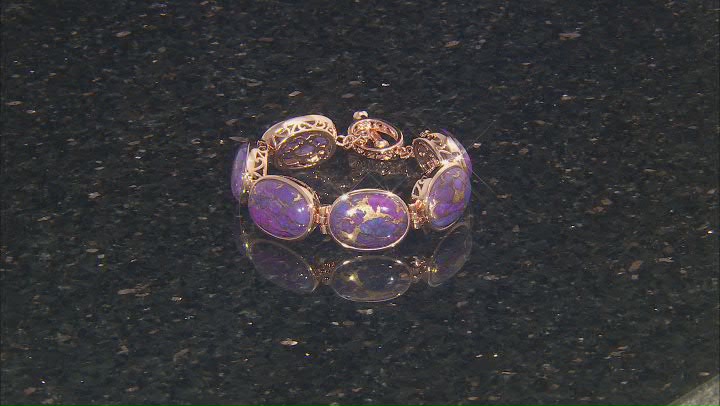 20x14mm Purple Turquoise Copper Bracelet Video Thumbnail