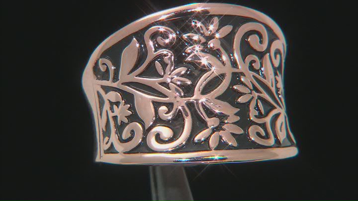 Black Enamel Detail Copper Band Ring Video Thumbnail