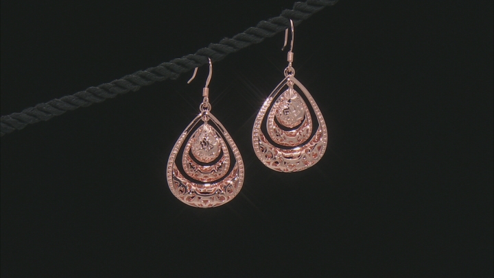 Copper Textured Teardrop Dangle Earrings Video Thumbnail