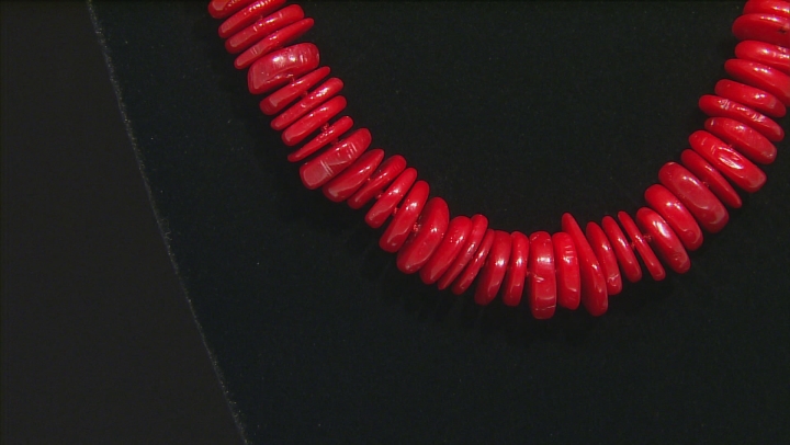 Red Coral Rhodium Over Sterling Silver Necklace 38 inch Video Thumbnail